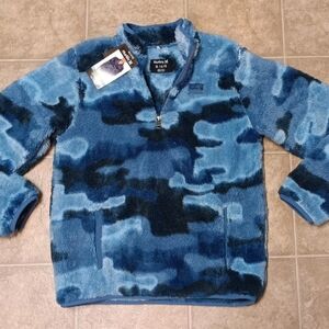 Hurley Youth Fuzzy Blue Patterned Zip-Up Sweater NWT